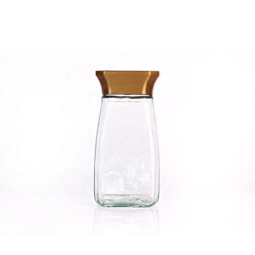 Empty 440ml clear square coffee sugar tea packing glass jar with plastic cap